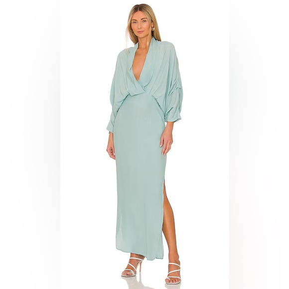 Elegant Designer Like New SWF Dress Plunge Maxi in Malibu - Picture 1 of 3